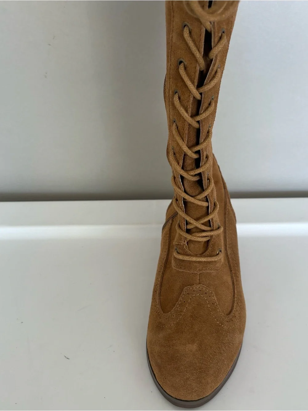 Joyfolie aelin lace up tall cow suede nutmeg color boots girls size 2Y